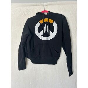 J!NX Overwatch Logo Hoodie Black Pullover Gamer Sweatshirt Sleeve Graphic